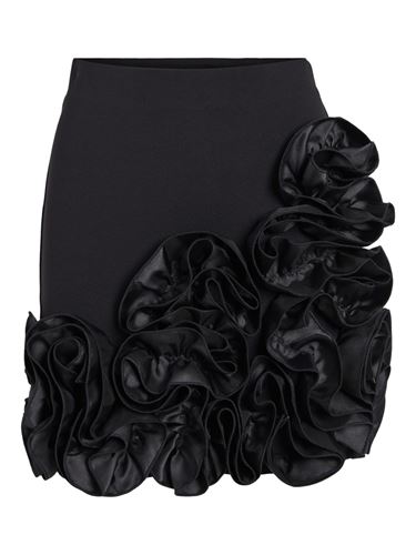 Kjolar - Vilisse short frill skirt – Black beauty